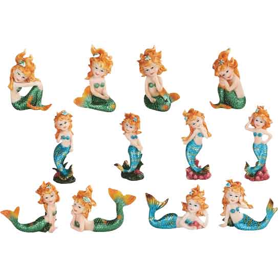 Mini Mermaid Statue Set of 12