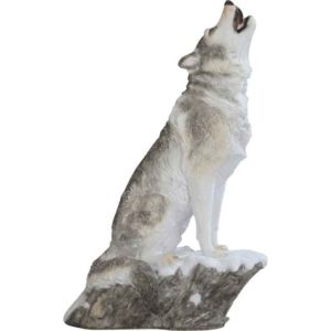 Howling Grey Wolf Statue