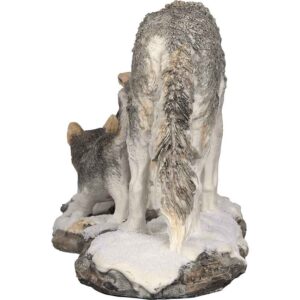 Grey Wolf with Pups Statue