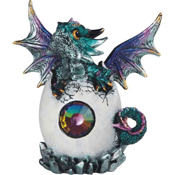 Jeweled Blue Dragon Hatchling Statue