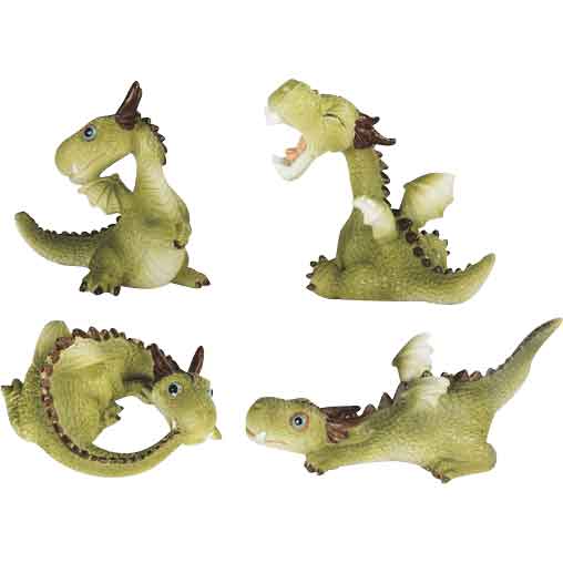 Playful Green Dragons Figurine Set of 4