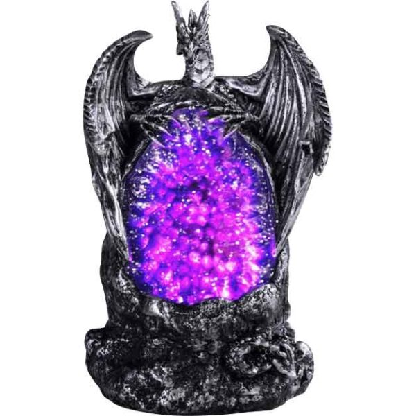 Grey Dragon with LED Crystal Stone Statue