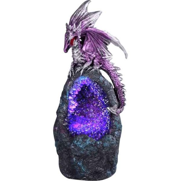 Purple Dragon with LED Crystal Stone Statue