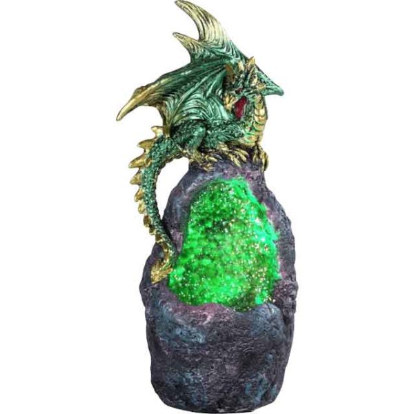 Green Dragon with LED Crystal Stone Statue