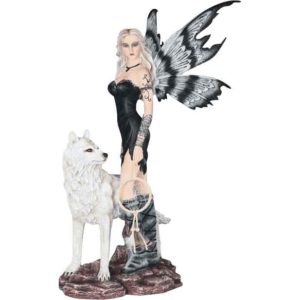 Spirit Fairy with Wolf Statue