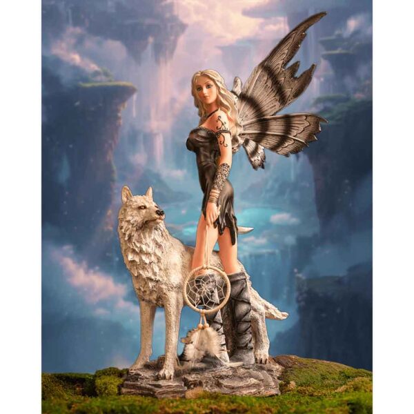 Spirit Fairy with Wolf Statue