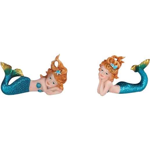 Colorful Laying Mermaid Children Statue Set
