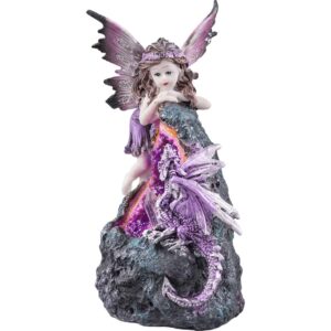 Purple Fairy and Dragon Crystal Statue