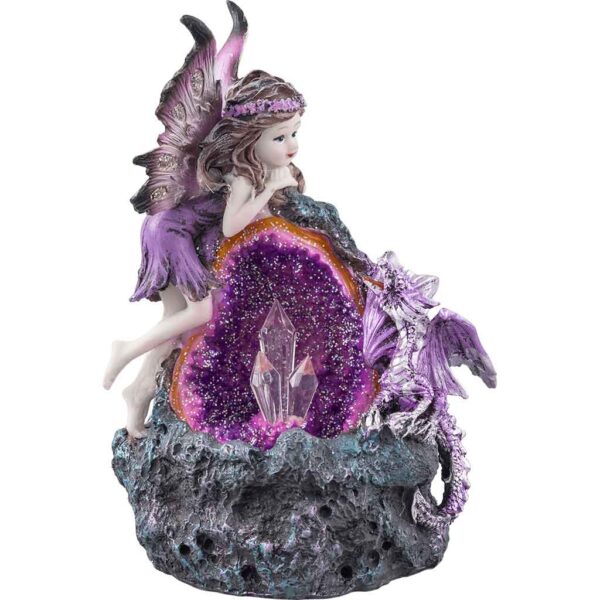 Purple Fairy and Dragon Crystal Statue