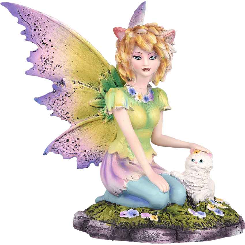 Cat Fairy with Feline Friend Statue