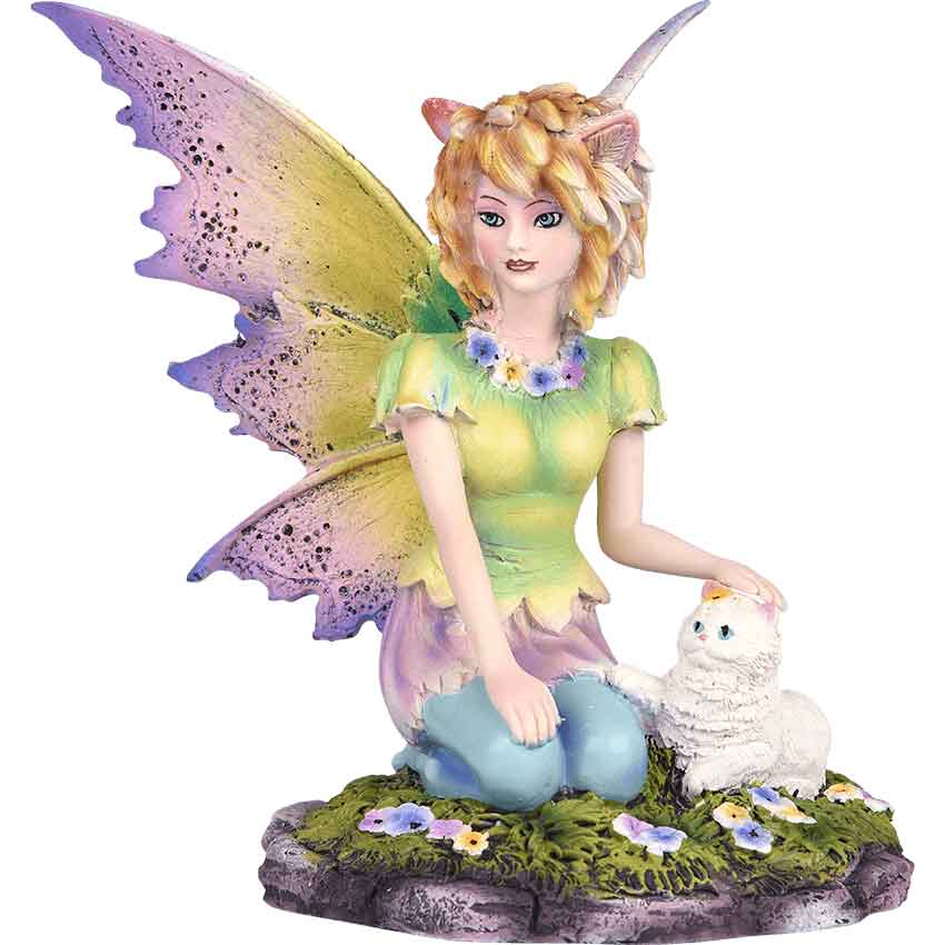 Cat Fairy with Feline Friend Statue