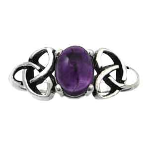 Double Triquetra Ring with Gemstone