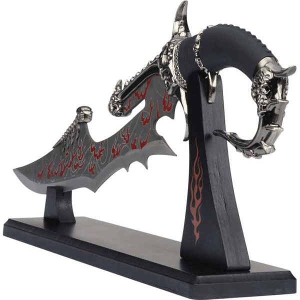 Large Flame and Skull Dagger with Stand