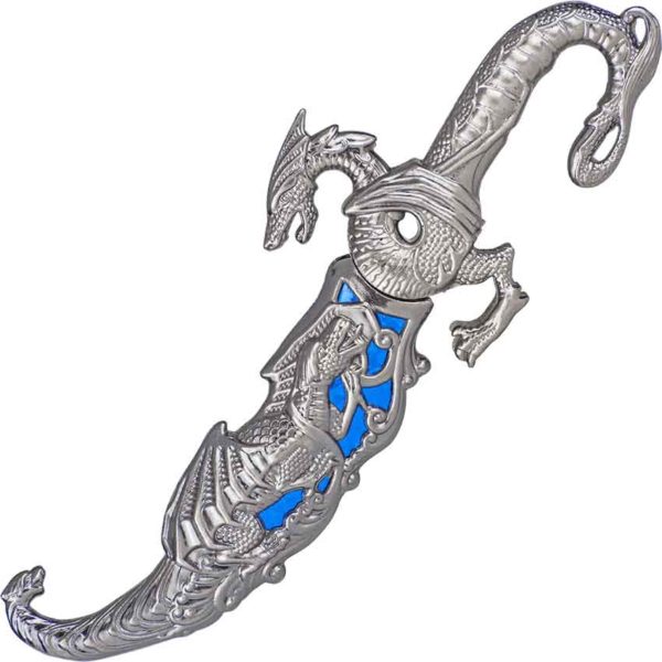 Small Ornate Dragon Dagger with Blue Scabbard