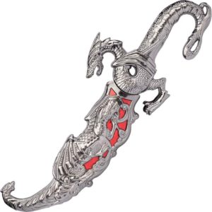 Small Ornate Dragon Dagger with Red Scabbard