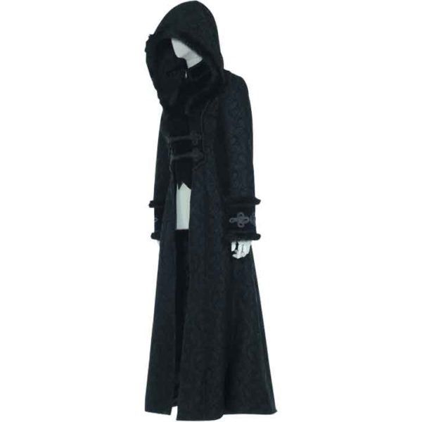 Gothic Hooded Long Paisley Coat