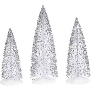 Sparkly Silver Sisals - Christmas Village Trees by Department 56