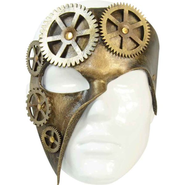 Geared Bronze Steampunk Leather Mask
