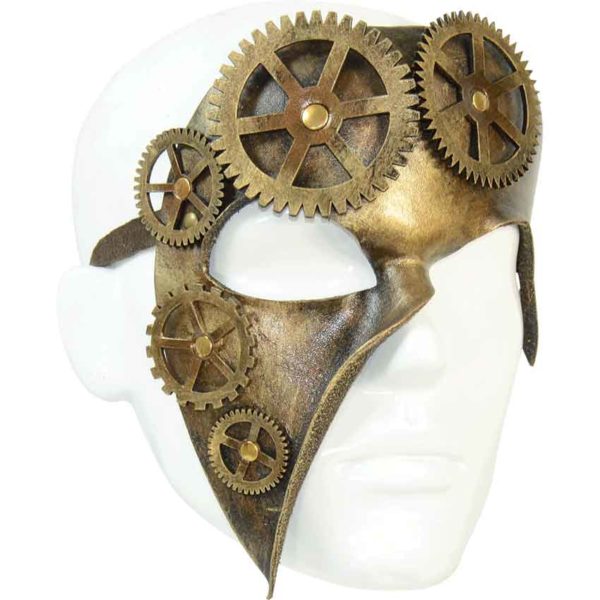 Geared Bronze Steampunk Leather Mask