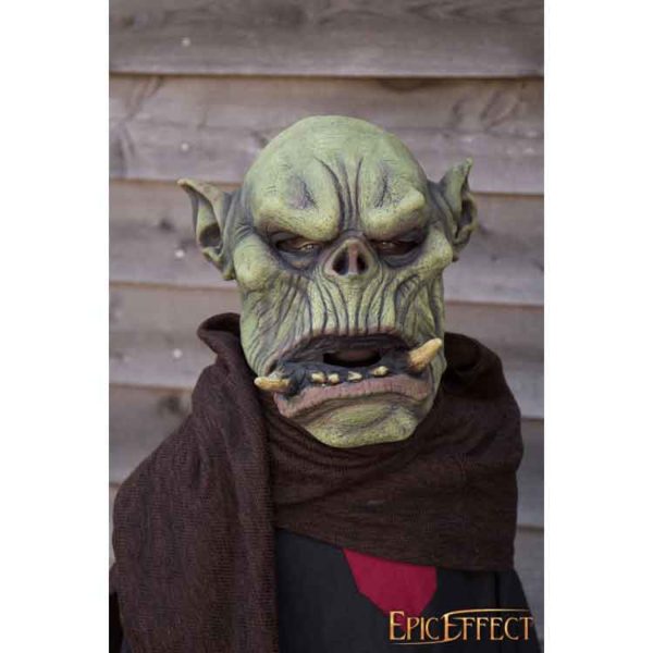 Green Orc Mask with Large Tusks