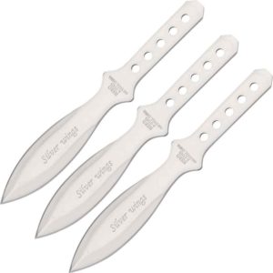 Set of 3 Silver Wings Throwing Knives