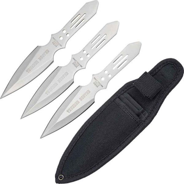 Set of 3 Silver Triple Dot Throwing Knives