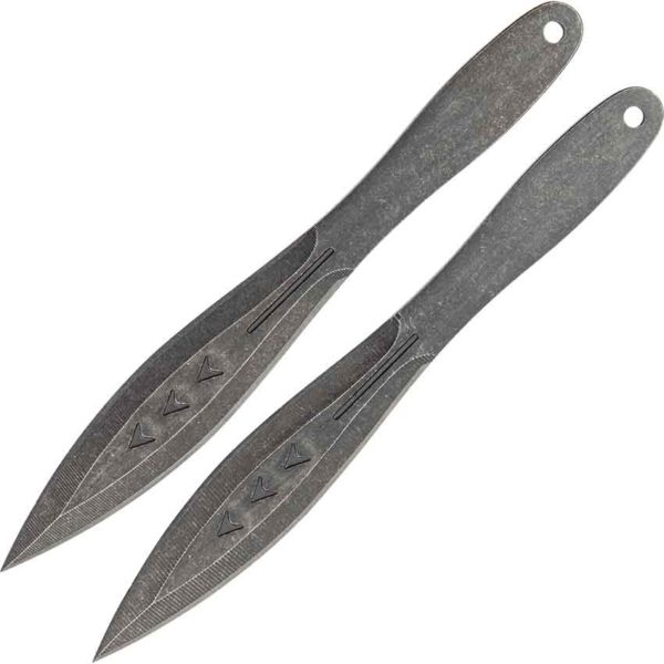 Stonewashed Triple Arrow Throwing Knife Duo