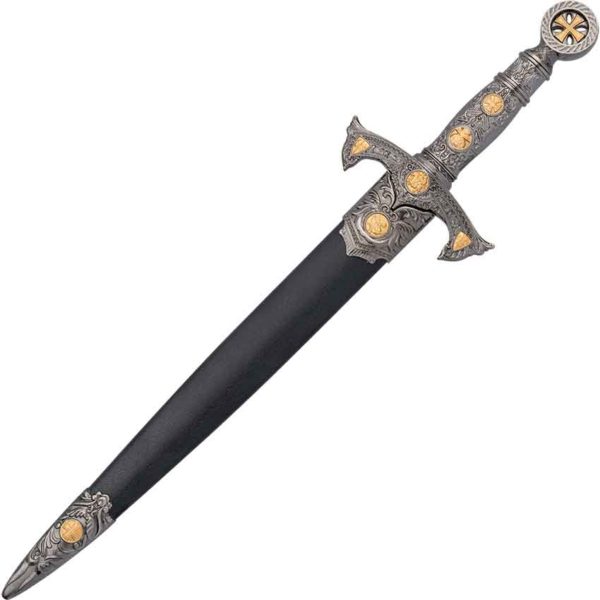 Ornate Handle Crusader Dagger with Scabbard