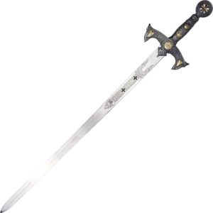 Engraved Silver Templar Sword with Plaque