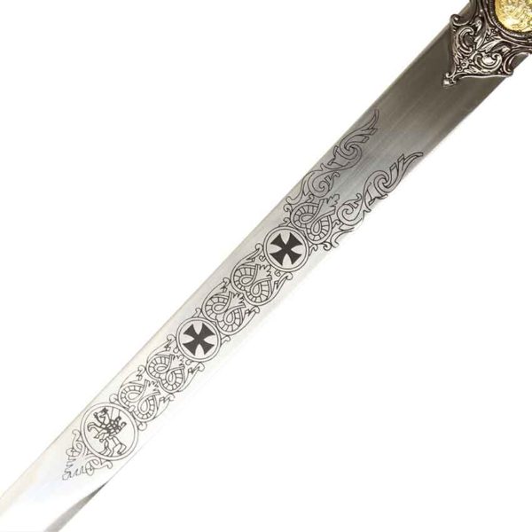 Engraved Silver Templar Sword with Plaque