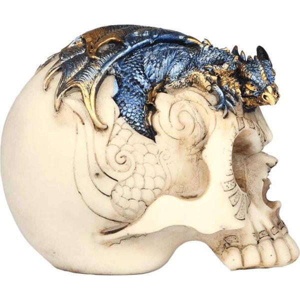 Blue Dragon on Skull Statue