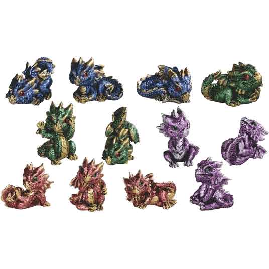 Set of 12 Baby Dragon Statues