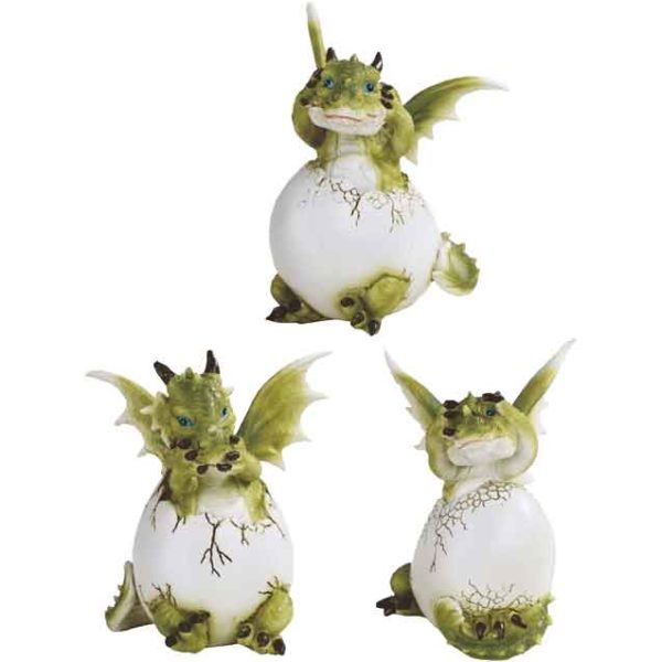 Dragons in Eggs No Evil Statue Set