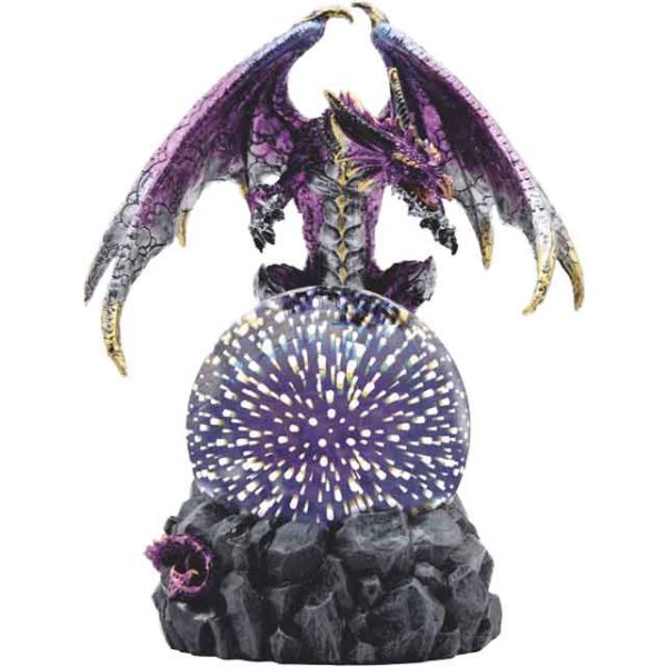 Purple Dragon on Light-Up Globe Statue