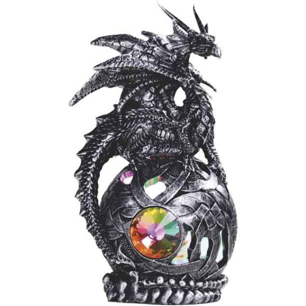 Silver Dragon on Jeweled Orb Statue