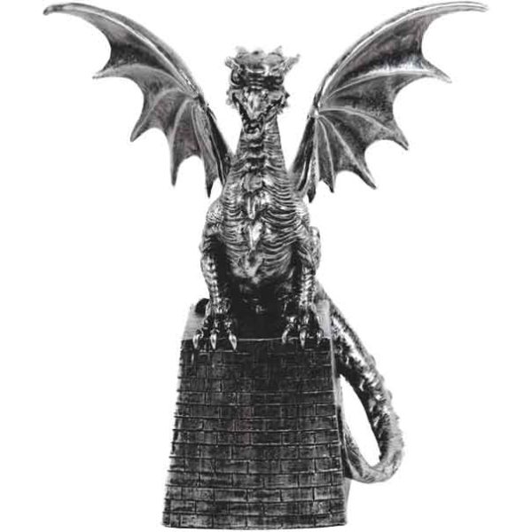 Silver Dragon on Pedestal Statue