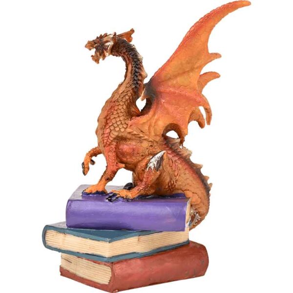 Red Dragon on Book Stack Statue