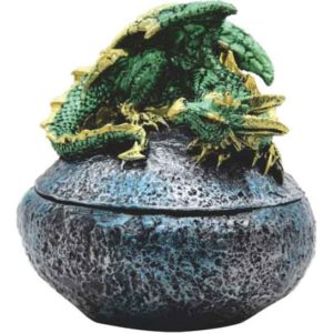 Resting Green Dragon Trinket Box