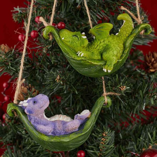 Baby Dragons on Hammock Ornament Duo