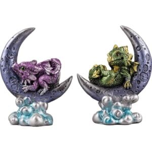 Resting Purple and Green Moon Dragon Duo