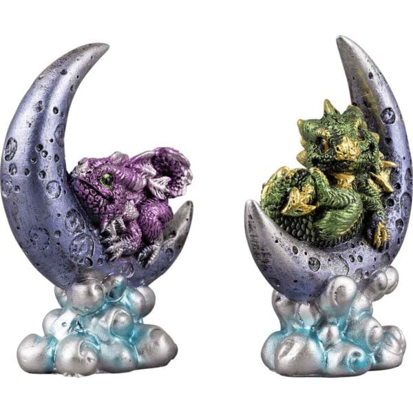 Resting Purple and Green Moon Dragon Duo