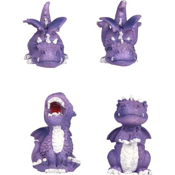 Playful Purple Dragons Figurine Set of 4
