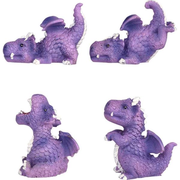 Playful Purple Dragons Figurine Set of 4