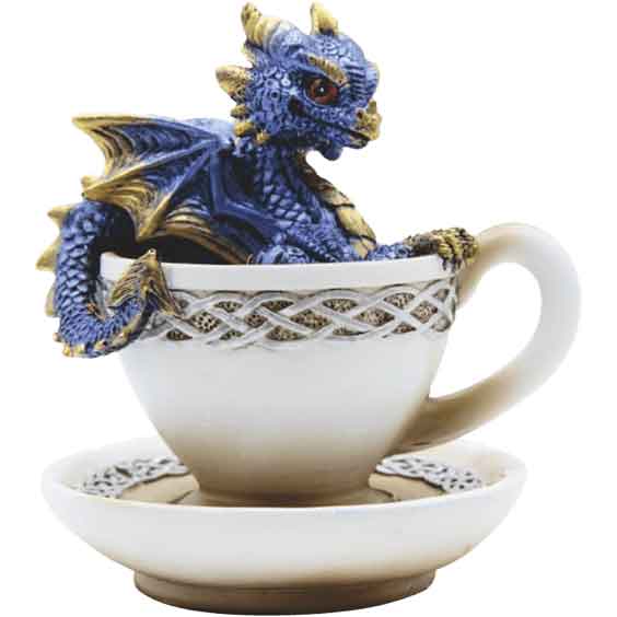 Blue Dragon in Teacup Statue