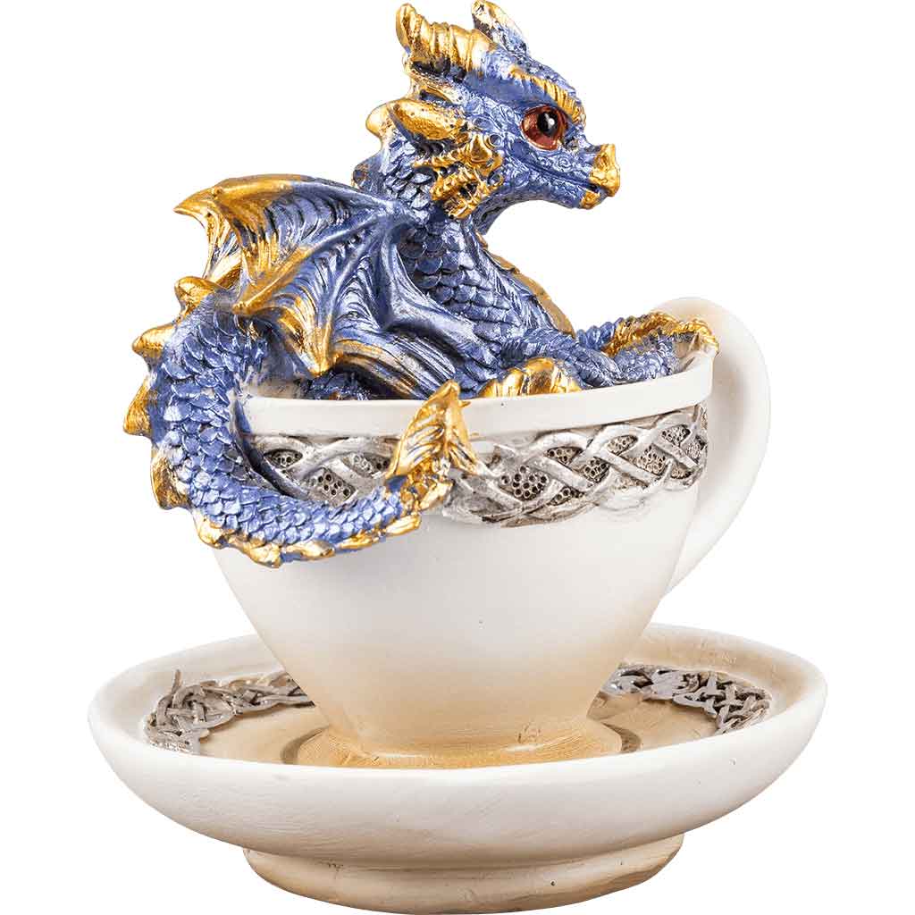 Blue Dragon in Teacup Statue
