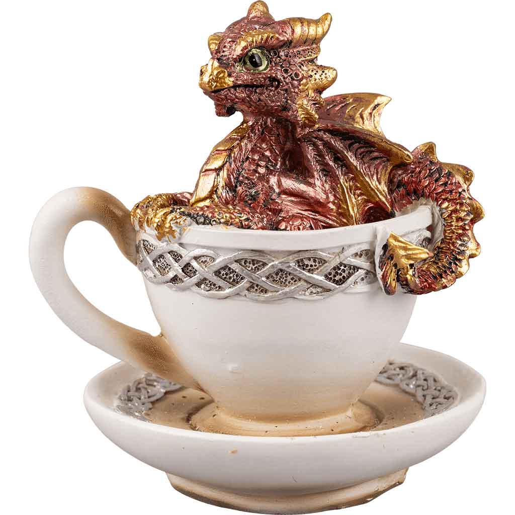 Red Dragon in Teacup Statue