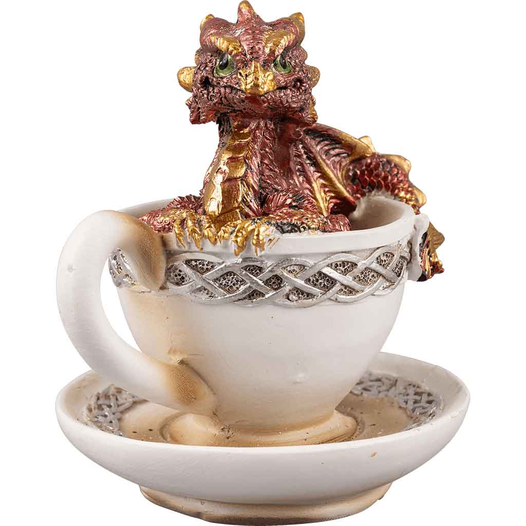 Red Dragon in Teacup Statue