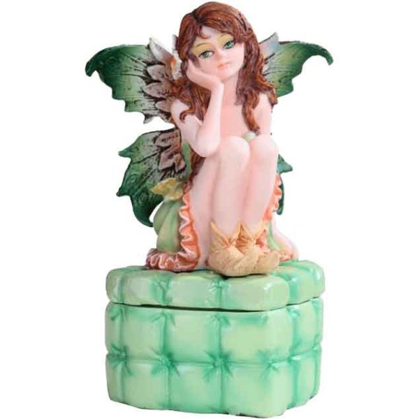 Green Fairy on Tufted Trinket Box
