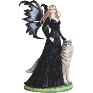 Night Fairy with Wolf Large Statue