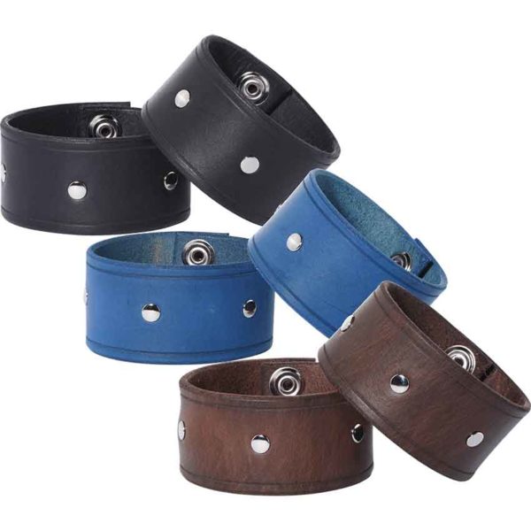 Simple Studded Leather Wrist Cuffs